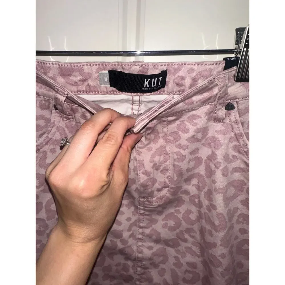 Kut from the Kloth Pink Leopard Print Denim Skirt – Size 6